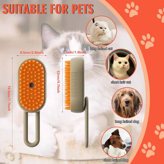 Pet Steam Brush,Cat Dog Hair Remover, Adjustable Pet Hair Remover,Pet Steamy Mist,Steam Pet Brush for Pet Hair 3-IN-1 Steamy Cat Brush Grooming Comb for Dog Steam Brush
