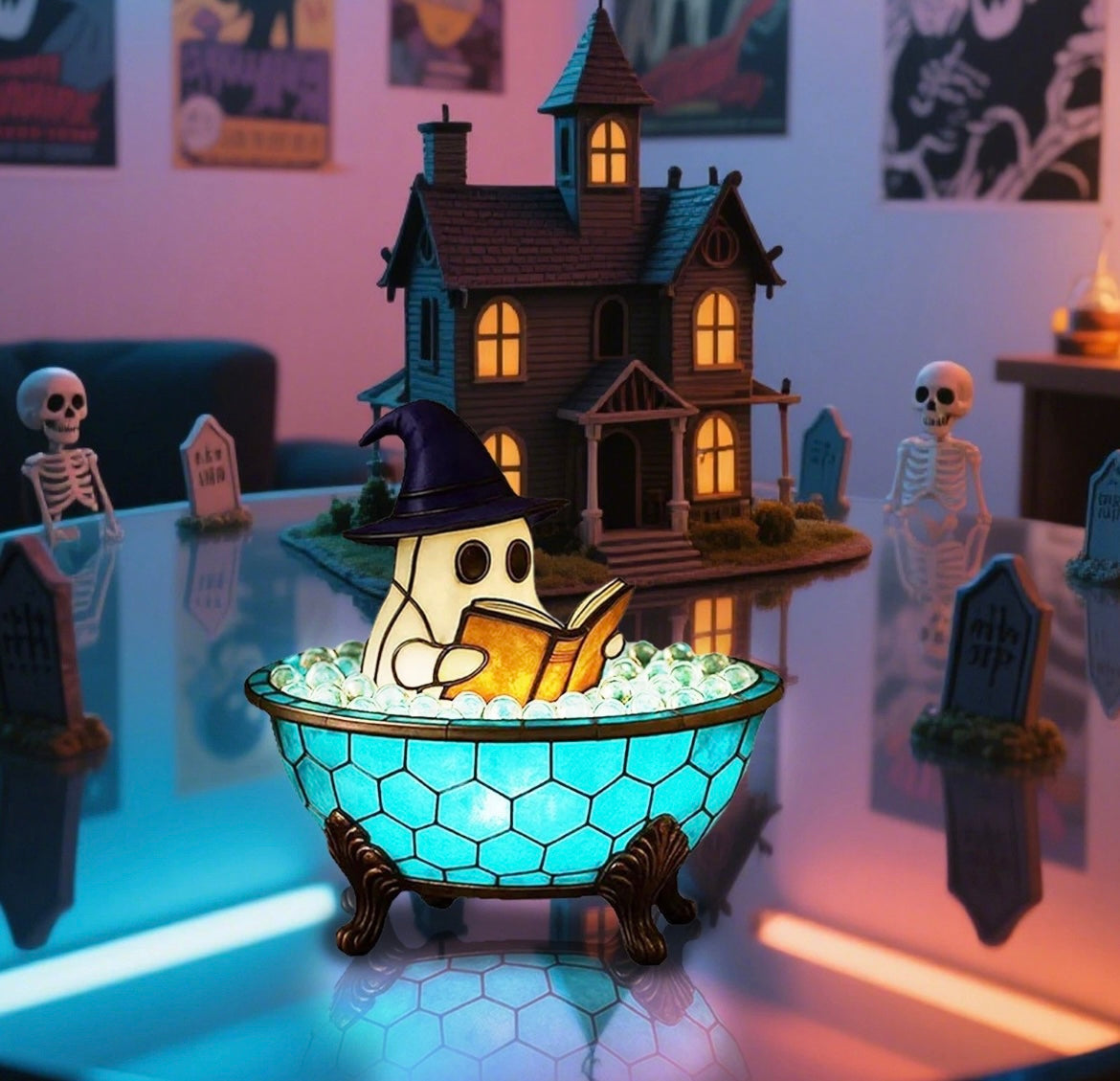 Halloween Bath Ghost Lamp Cute Desktop Ornament Decorative Night Light