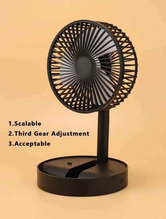 Usb Rechargeable Desktop Mini Fan With Telescopic Feature, Adjustable In 3 Speeds