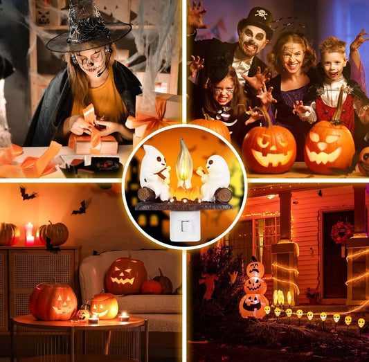 Ghost Campfire Flickering Nightlight Fire Marshmallow Night Light Halloween Gift