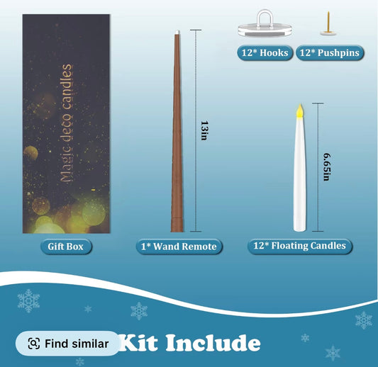 12 LED Flameless Floating Candles Magic Wand Remote Halloween Decor