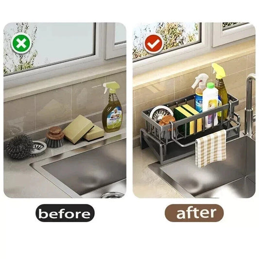 Drain Rack Storage Holder Shelf-Kitchen Sink Faucet Sponge Soap Cloth