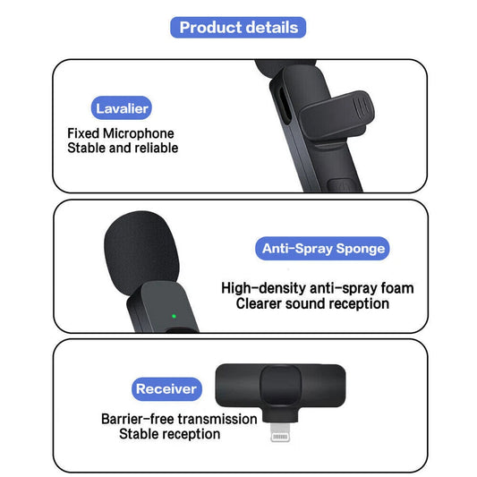 Microphone Wireless Audio Video Recording Mini Mic For iPhone iOS