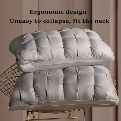 2pcs 5-Star Hotel Quality Pillow, 990G - Deep Sleep Neck Support, Non-Collapse High Pillow Core for All Seasons, Hypoallergenic Polyester Cover, Machine Washable