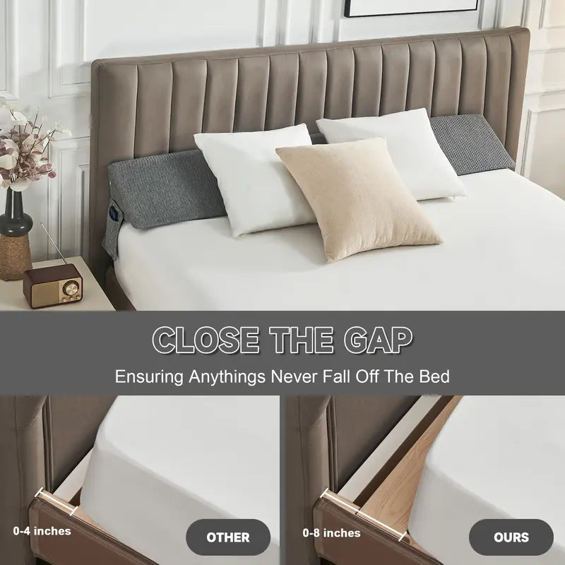 Gap Filler Bed Wedge Pillow for Headboard Gap, High-Density Memory Foam with Breathable CoverBed, Mattress Gap Filler(0-8"), Bed Wedge for Gap Between Your Headboard and Mattress Dark Grey