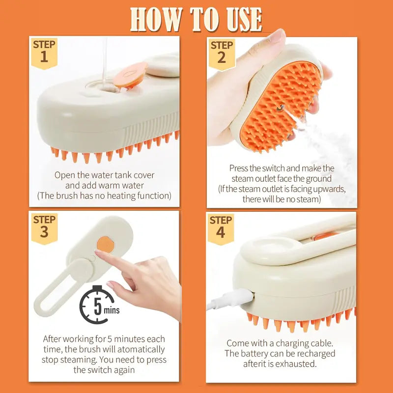 Pet Steam Brush,Cat Dog Hair Remover, Adjustable Pet Hair Remover,Pet Steamy Mist,Steam Pet Brush for Pet Hair 3-IN-1 Steamy Cat Brush Grooming Comb for Dog Steam Brush