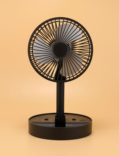 Usb Rechargeable Desktop Mini Fan With Telescopic Feature, Adjustable In 3 Speeds