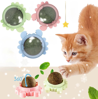 3Pcs Natural Catnip Kitten Mint Balls Safe Healthy Teeth Cleaning Dental Toy