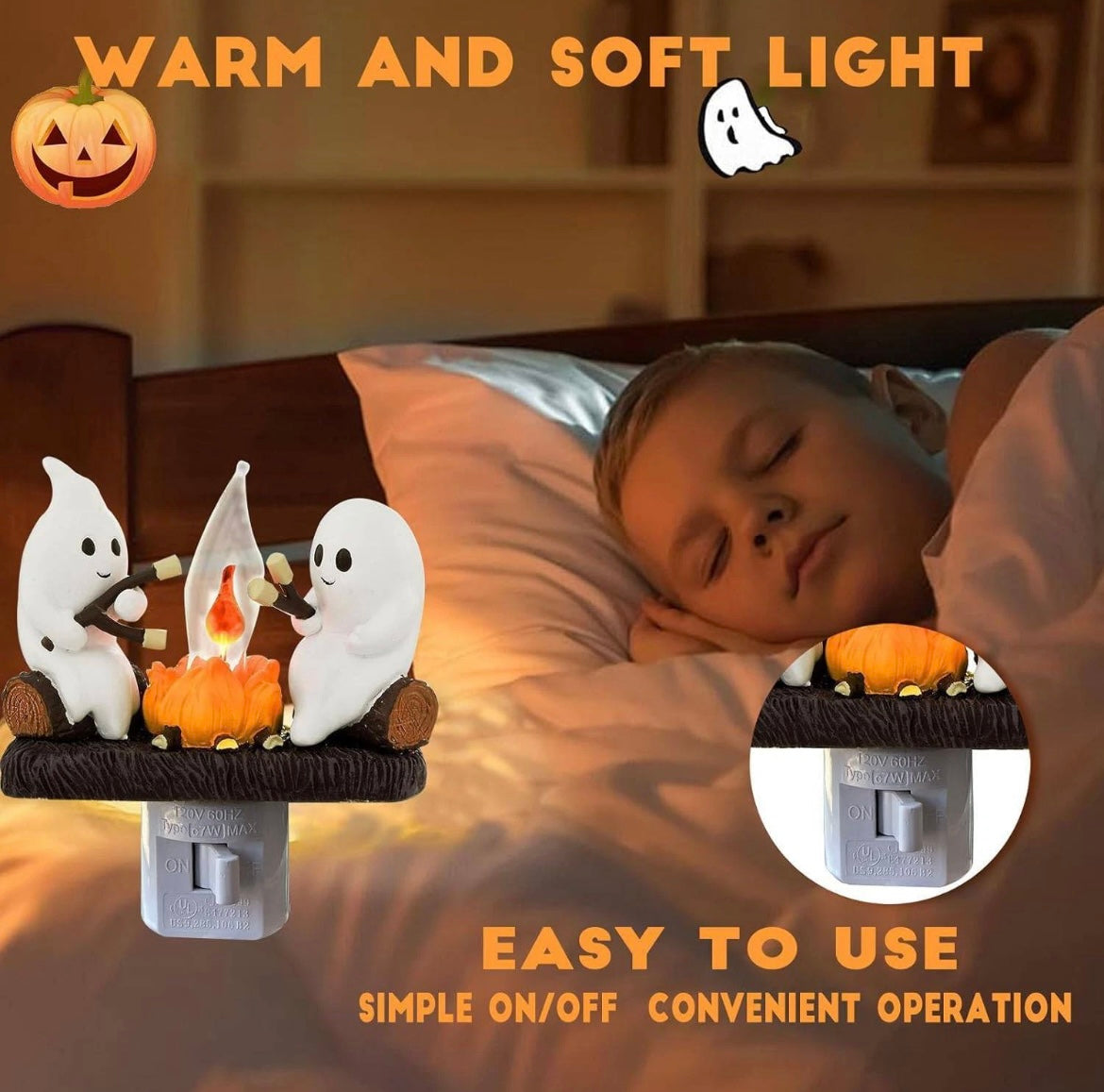Ghost Campfire Flickering Nightlight Fire Marshmallow Night Light Halloween Gift