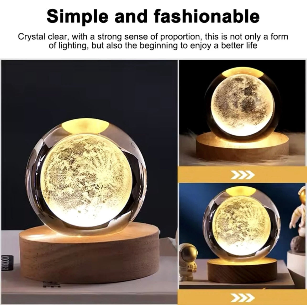 3D Crystal Ball Night Light with Stand, Milky Way Galaxy Glass Sphere Lamp