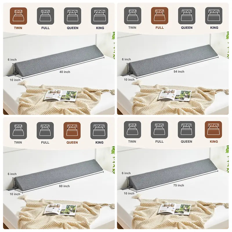 Gap Filler Bed Wedge Pillow for Headboard Gap, High-Density Memory Foam with Breathable CoverBed, Mattress Gap Filler(0-8"), Bed Wedge for Gap Between Your Headboard and Mattress Dark Grey